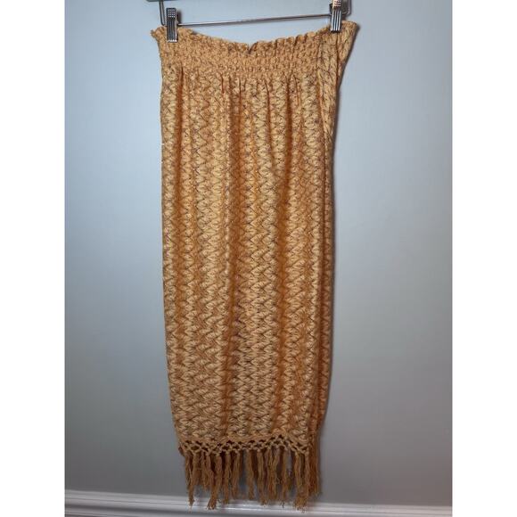 Ramy Brook Gaia Fringe Swim Cover-Up Skirt S Orange/Gold Elastic Waist Pull On - Picture 16 of 16